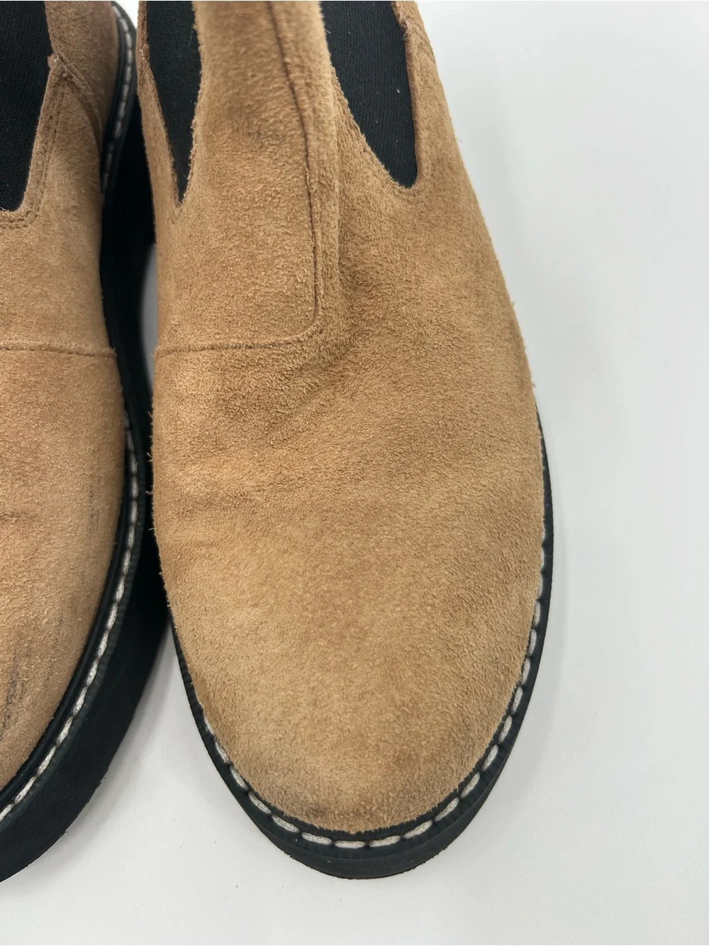 PILCRO Anthropologie Tan Leather Chukka Boots with Black Elastic size 38